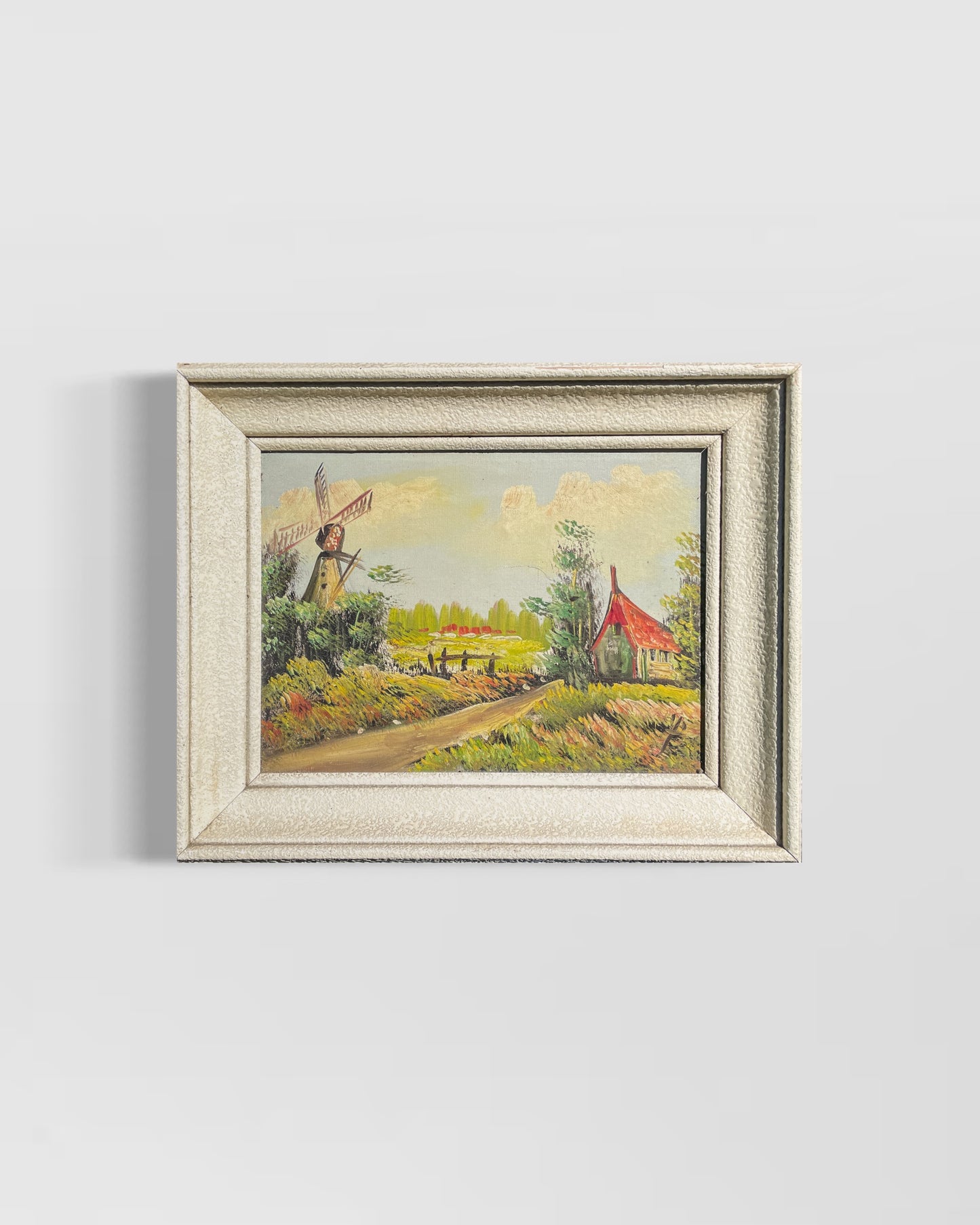 Countryside Landscape with Windmill and Cottage