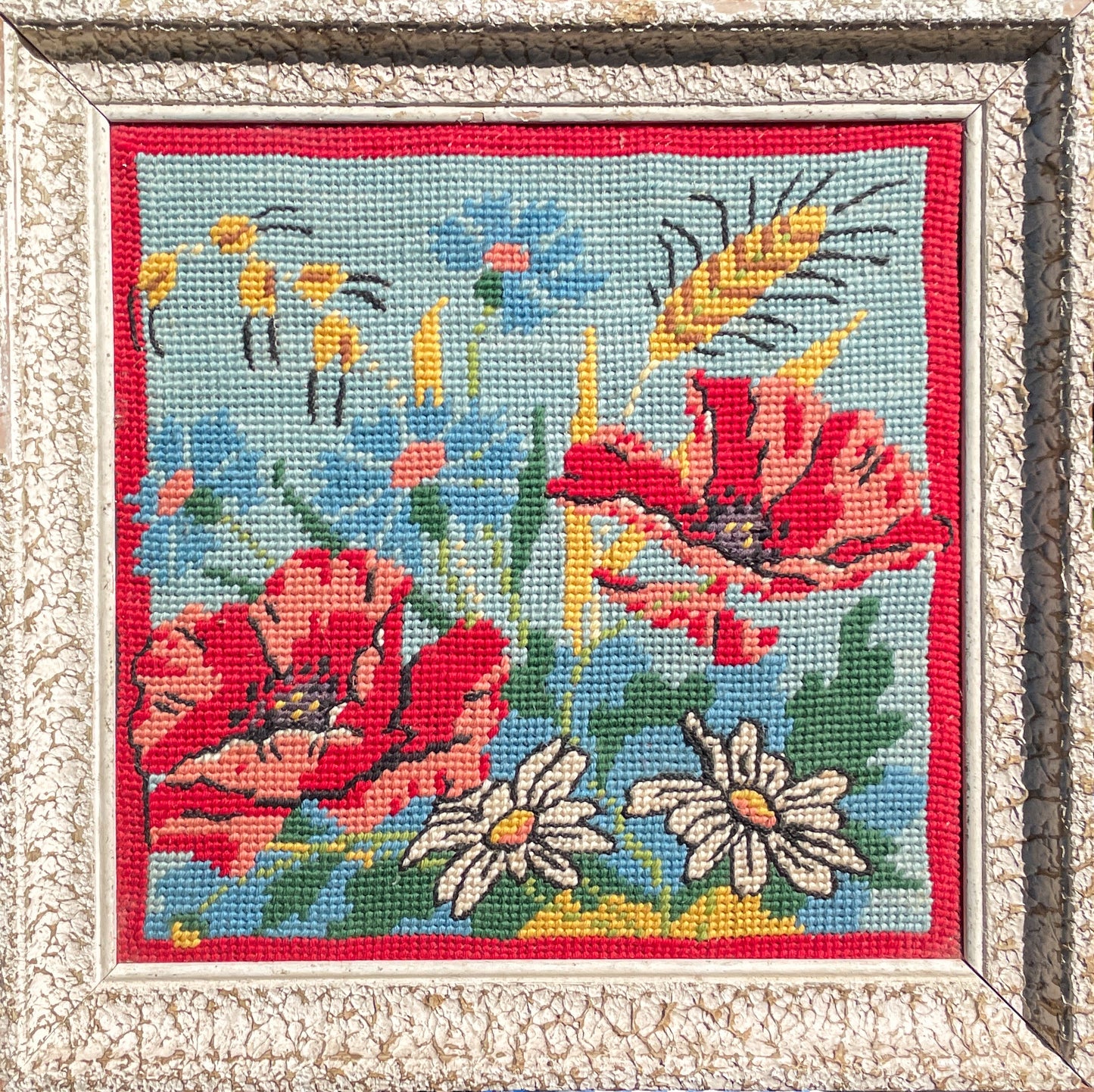 Bright Red Poppies and Wildflowers