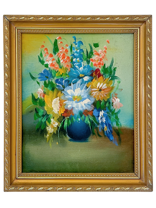 Floral Bouquet in Blue Vase