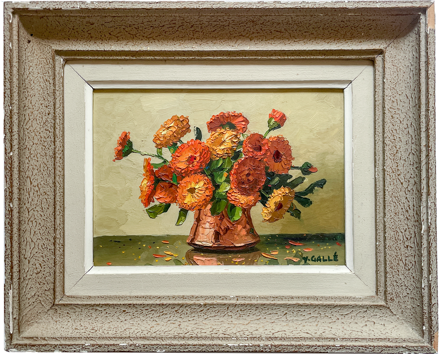 Bouquet de Dahlias – Yvan Gallé, Mid-20th Century Oil Painting