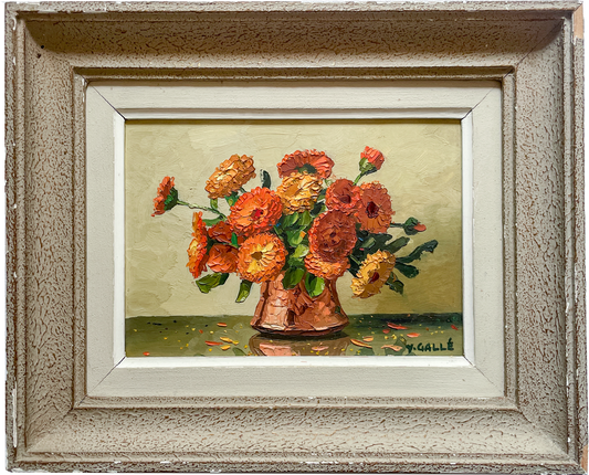 Bouquet de Dahlias – Yvan Gallé, Mid-20th Century Oil Painting