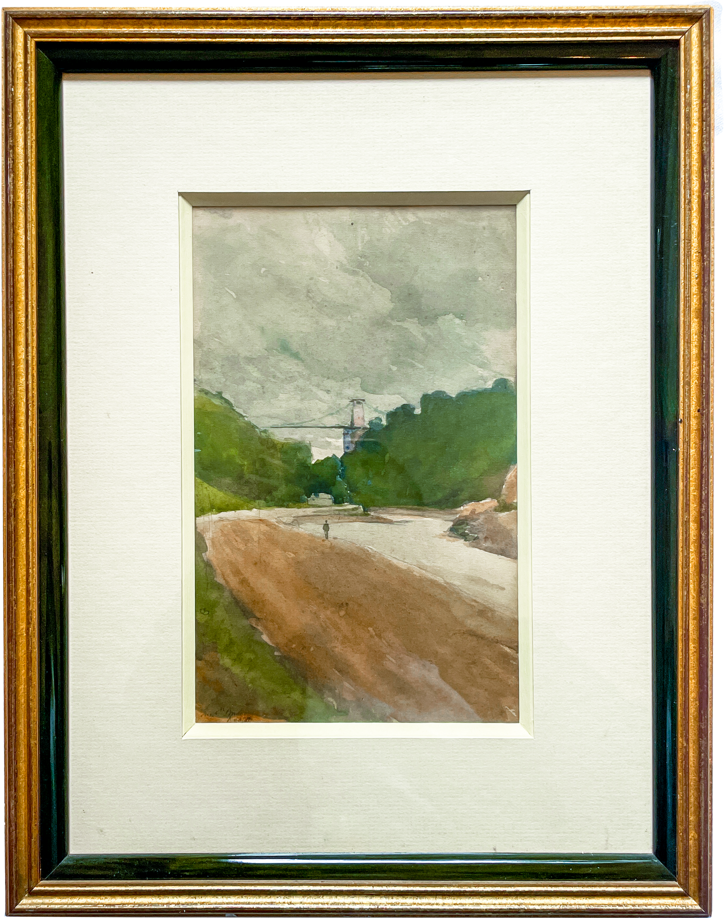 Landscape with Bridge – John Bunyan, 19th Century Watercolor