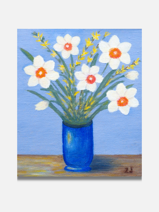 Daffodils in a Blue Vase