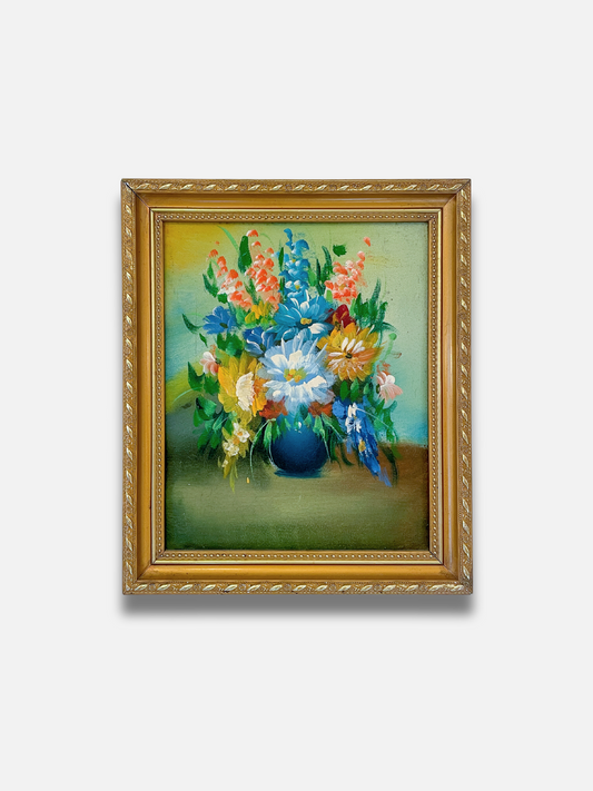 Floral Bouquet in Blue Vase